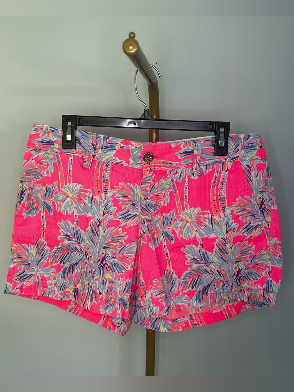 Lilly Pulitzer Hot Pink Palm Tree Print Callahan Shorts Size 10